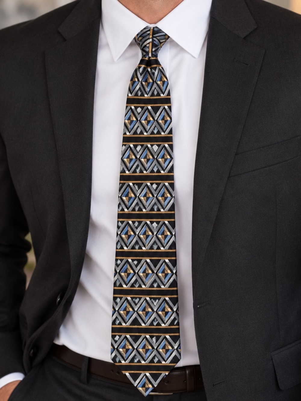 Fashion Neckwear 100% Silk Geometric Men’s Tie